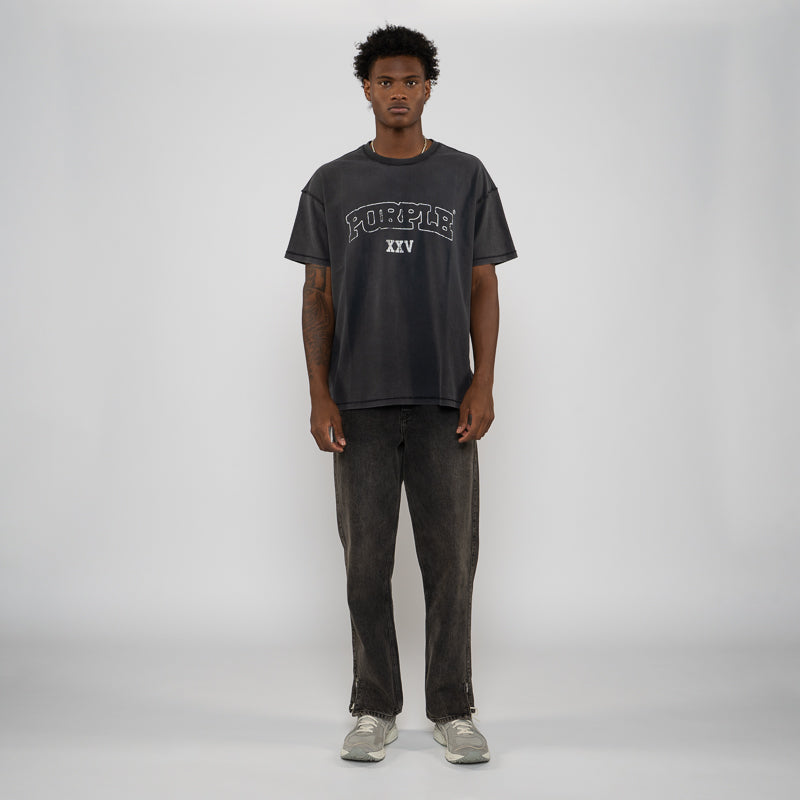 Purple Brand Arched Wordmark Tee - Black
