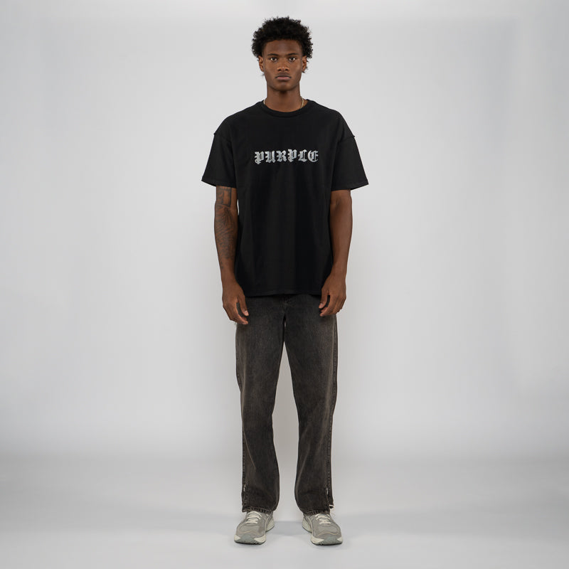 Purple Brand Taped Gothic P Tee - Black