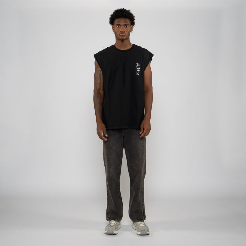 Purple Brand Pasted Wordmark Tank Top - Black
