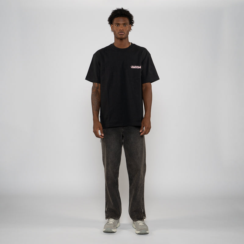 Purple Brand Scattered Wordmark Tee - Black