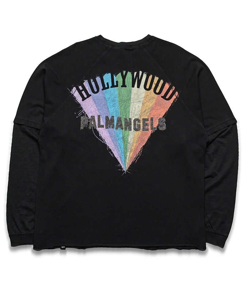 Palm Angels Neon Boulevard Double Layer L/S Tee - Anthracite