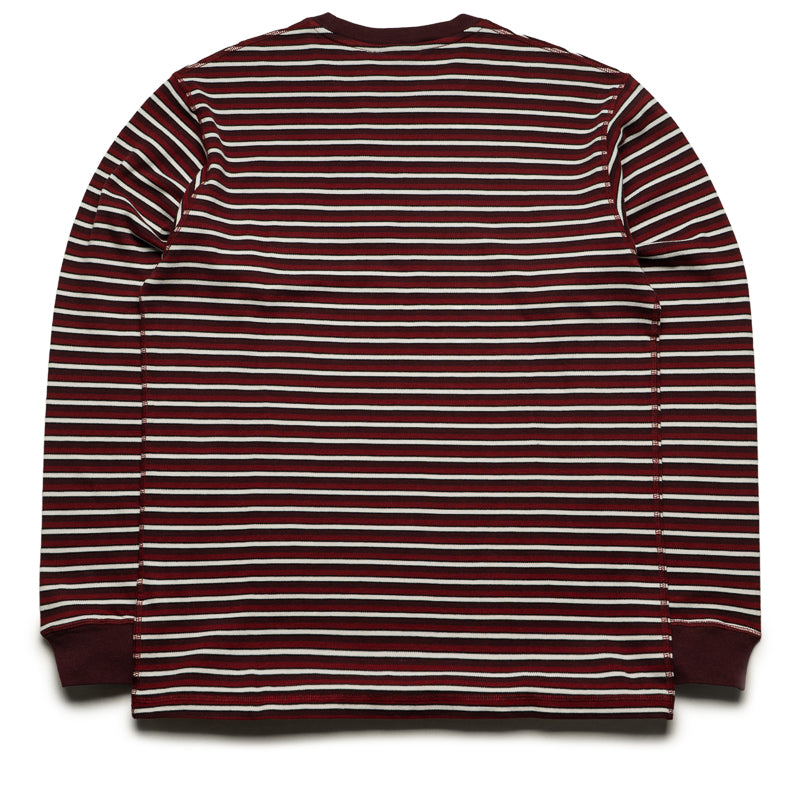 Parra Tripped Stripes Pique L/S Tee - Dark Red