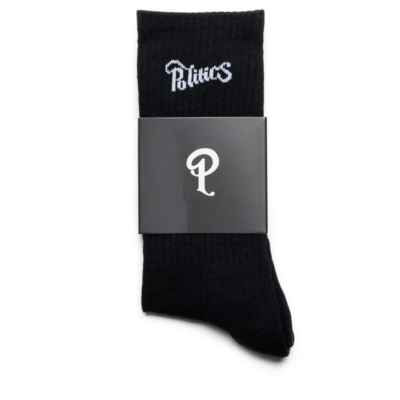 Politics Script Logo Socks - Black