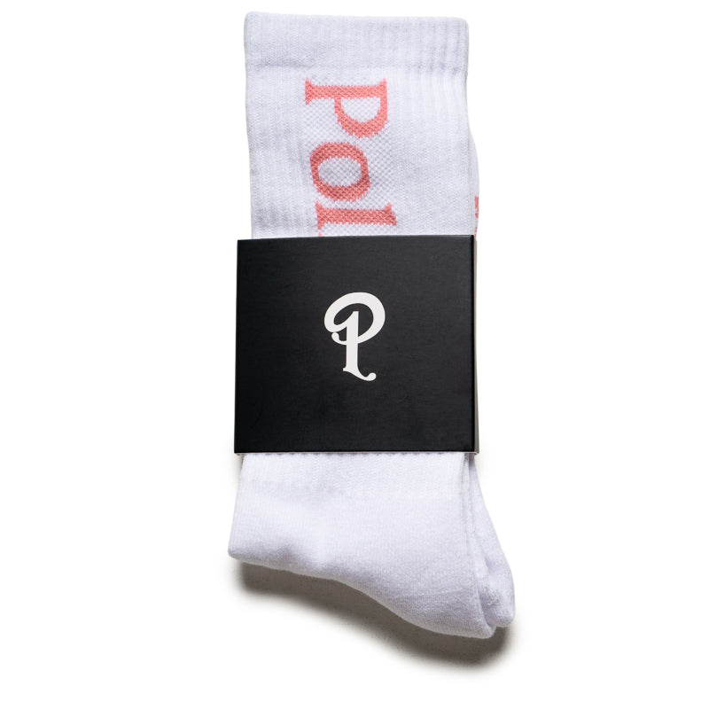 Politics Serif Logo Socks - White/Pink