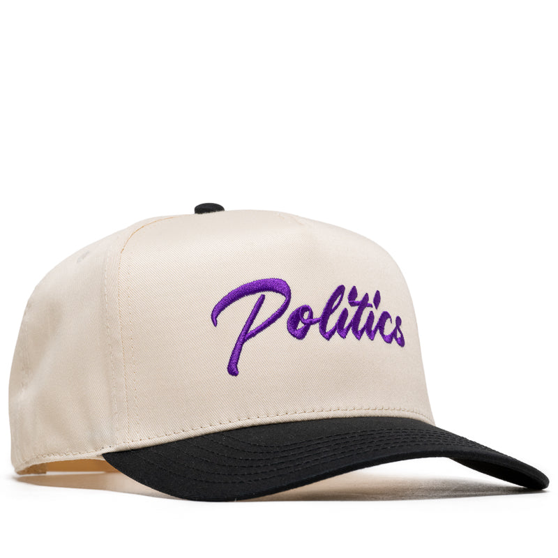Politics Script A-Frame Snapback - Cream/Purple