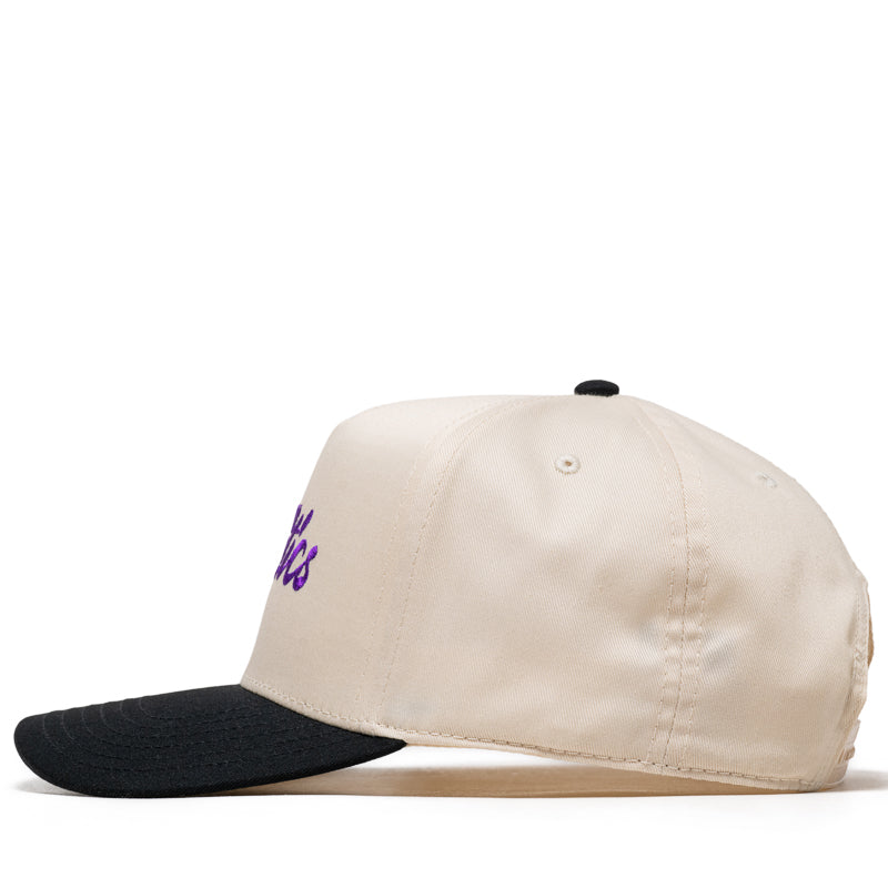 Politics Script A-Frame Snapback - Cream/Purple
