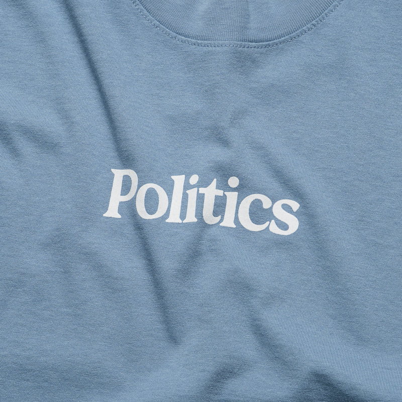 Politics Serif Logo Tee - Clear Blue