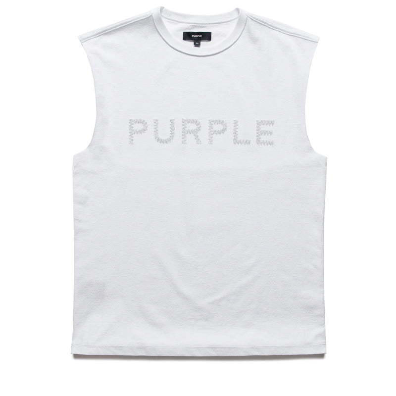 Purple Brand Beaded Wordmark Tank Top - White