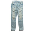 Purple Brand Mid Rise Slim Straight Leg Heavy Destroy Jean - Super Light Indigo