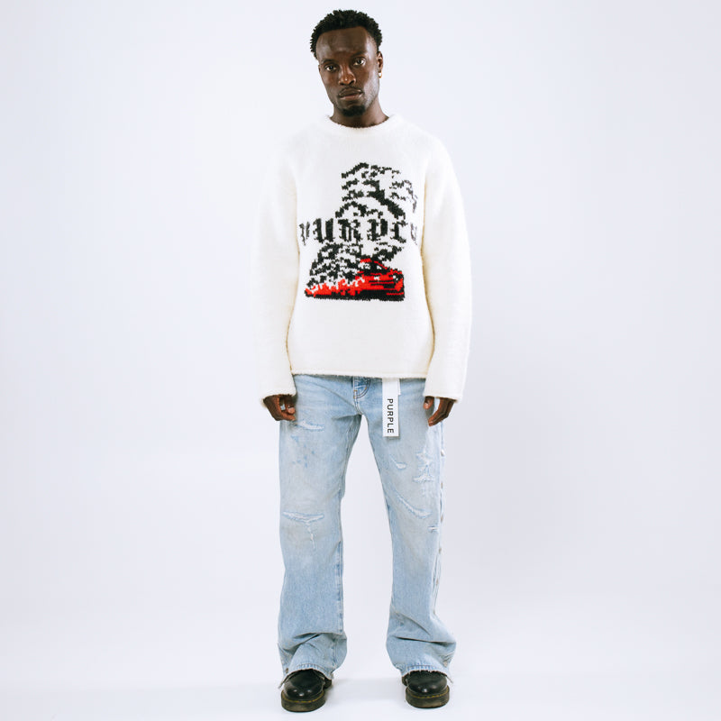 Purple Brand Smoke Show Sweater - Off White
