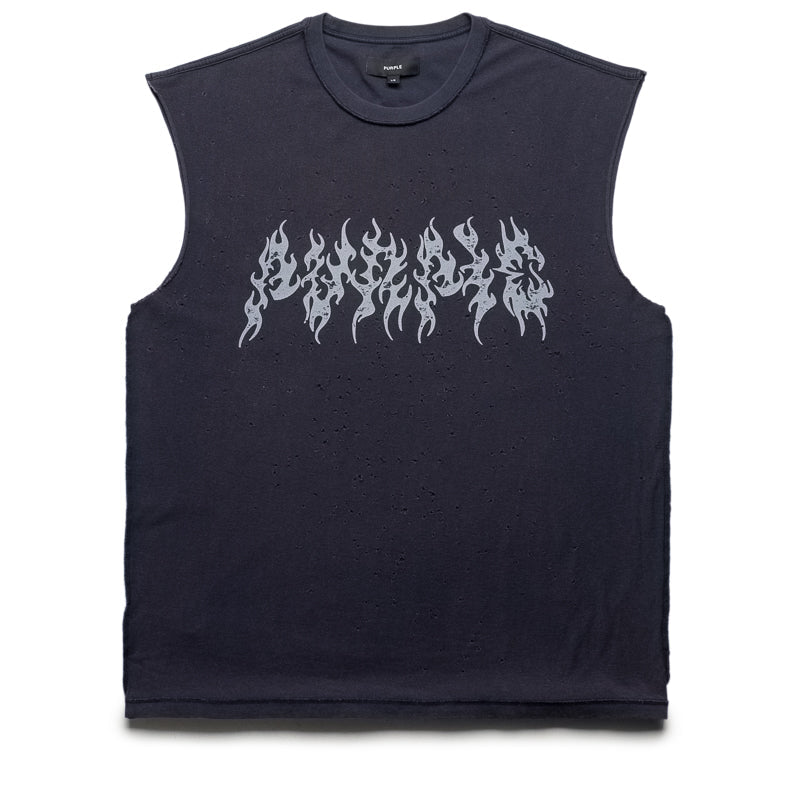 Purple Brand Flame Wordmark Tank Top - Navy