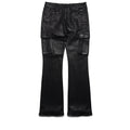Purple Brand Low Rise Flared Leg Coated Cargo Flare Jean - Black