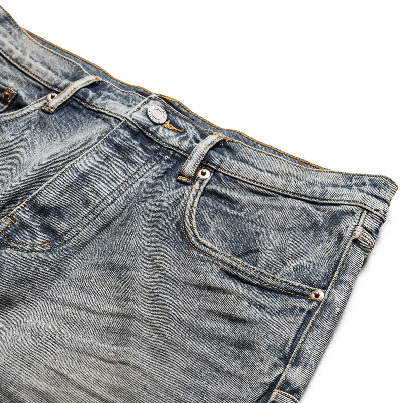 Purple Brand Mid Rise Slim Straight Leg Glow Dirty Jean - Light Indigo