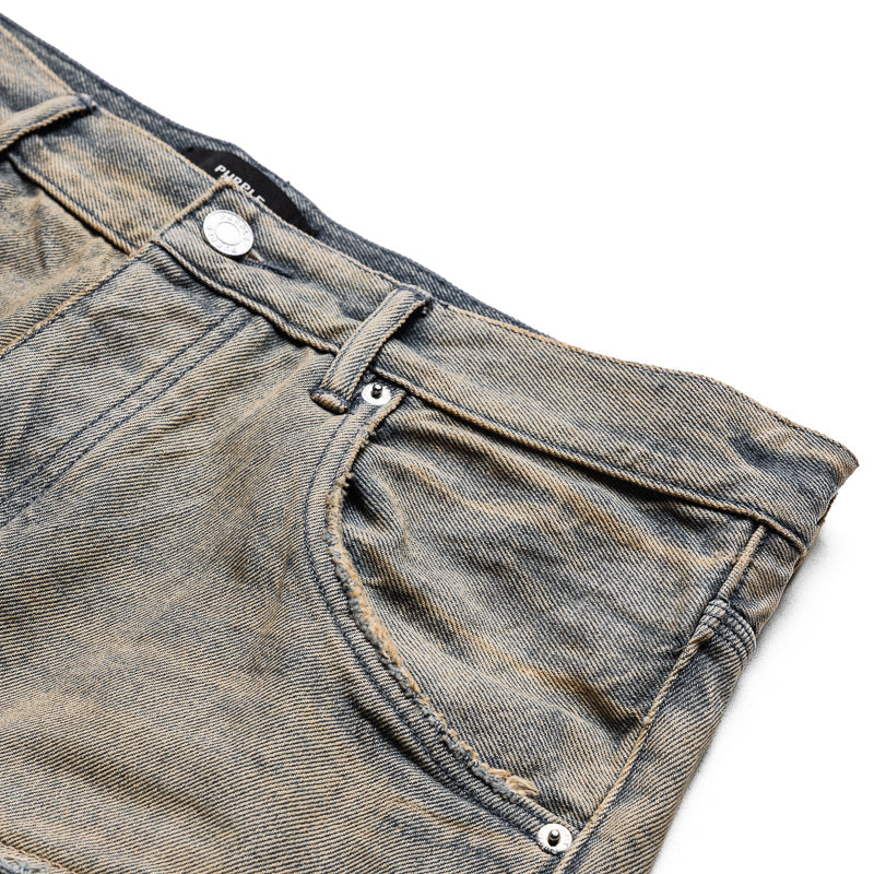 Purple Brand Mid Rise Baggy Leg Tinted Sequin Repair Jean - Light Indigo