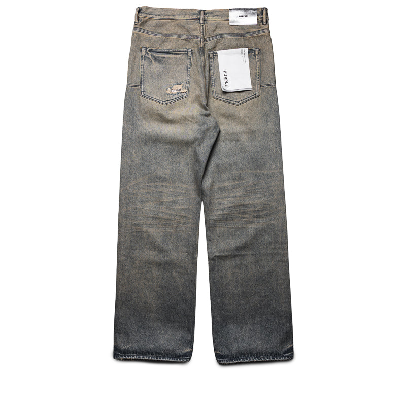 Purple Brand Mid Rise Baggy Leg Tinted Sequin Repair Jean - Light Indigo
