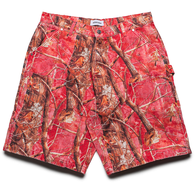 Ryoko Rain Tree Camo Double Knee Carpenter Shorts - Pink Camo