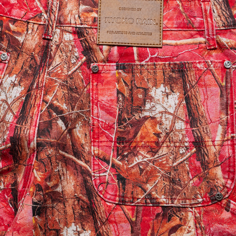 Ryoko Rain Tree Camo Double Knee Carpenter Shorts - Pink Camo