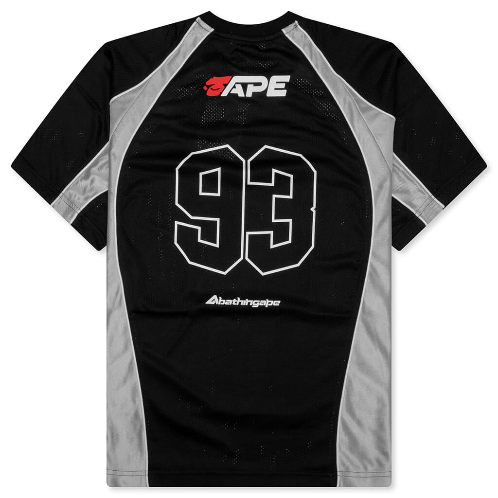 Solid Camo Jacquard Multilogo Relaxed Fit Football Jersey - Black