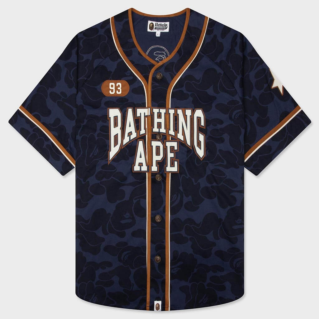 Solid Camo Multi Logo Baseball S/S Shirt - Navy