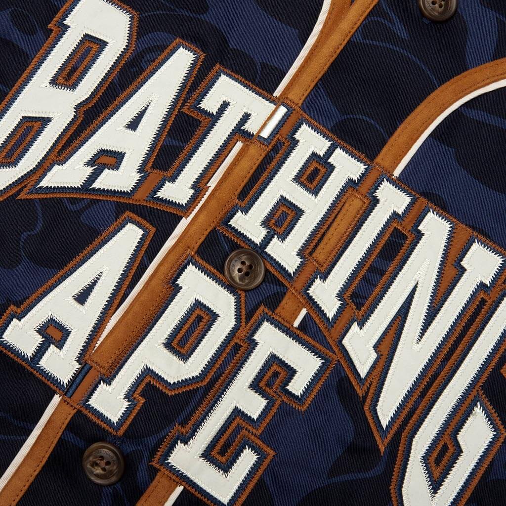 Solid Camo Multi Logo Baseball S/S Shirt - Navy