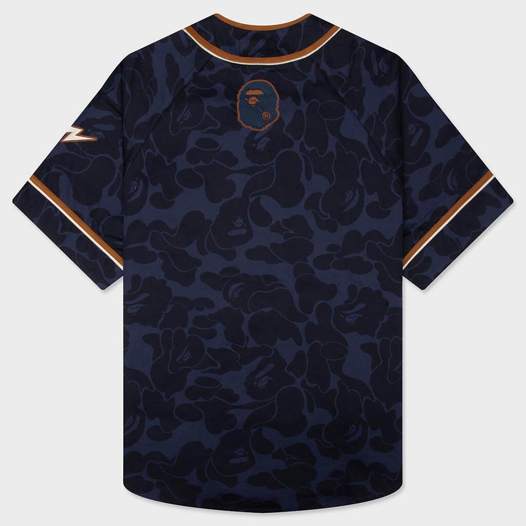 Solid Camo Multi Logo Baseball S/S Shirt - Navy