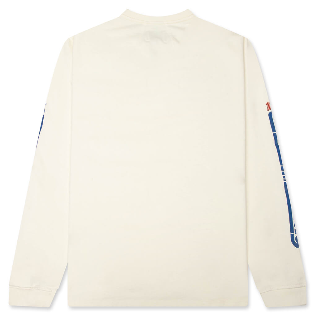 Split Petrol Logo L/S Tee - Vintage White/Red/Blue