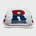Split Petrol Logo Mesh Trucker Hat - White/Red/Blue