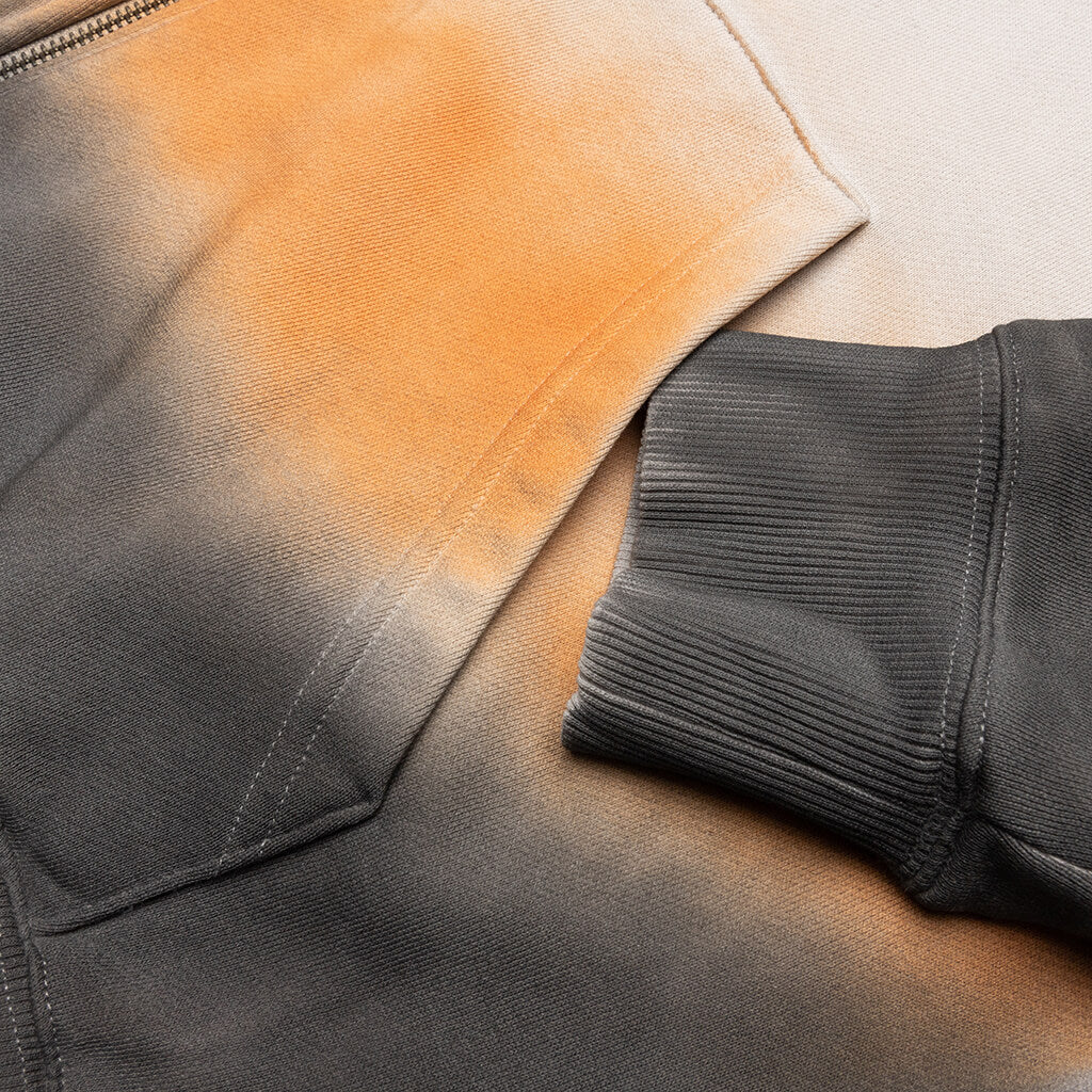 Spray Dyed Zip Thru Hoodie - Grey Dyed