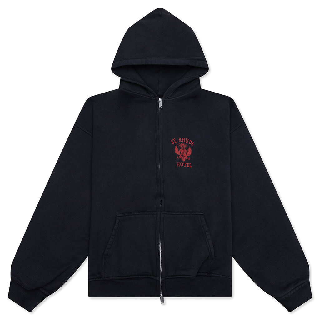 St. Rhude Seal Zip Up Hoodie - Vintage Black/Red