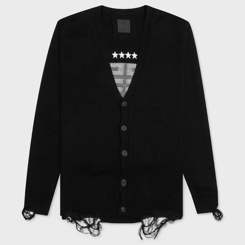 Star Embroidered 4G Logo Cardigan - Black/White
