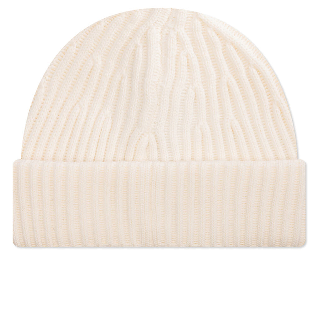 Full Rib Wool Beanie - Natural White