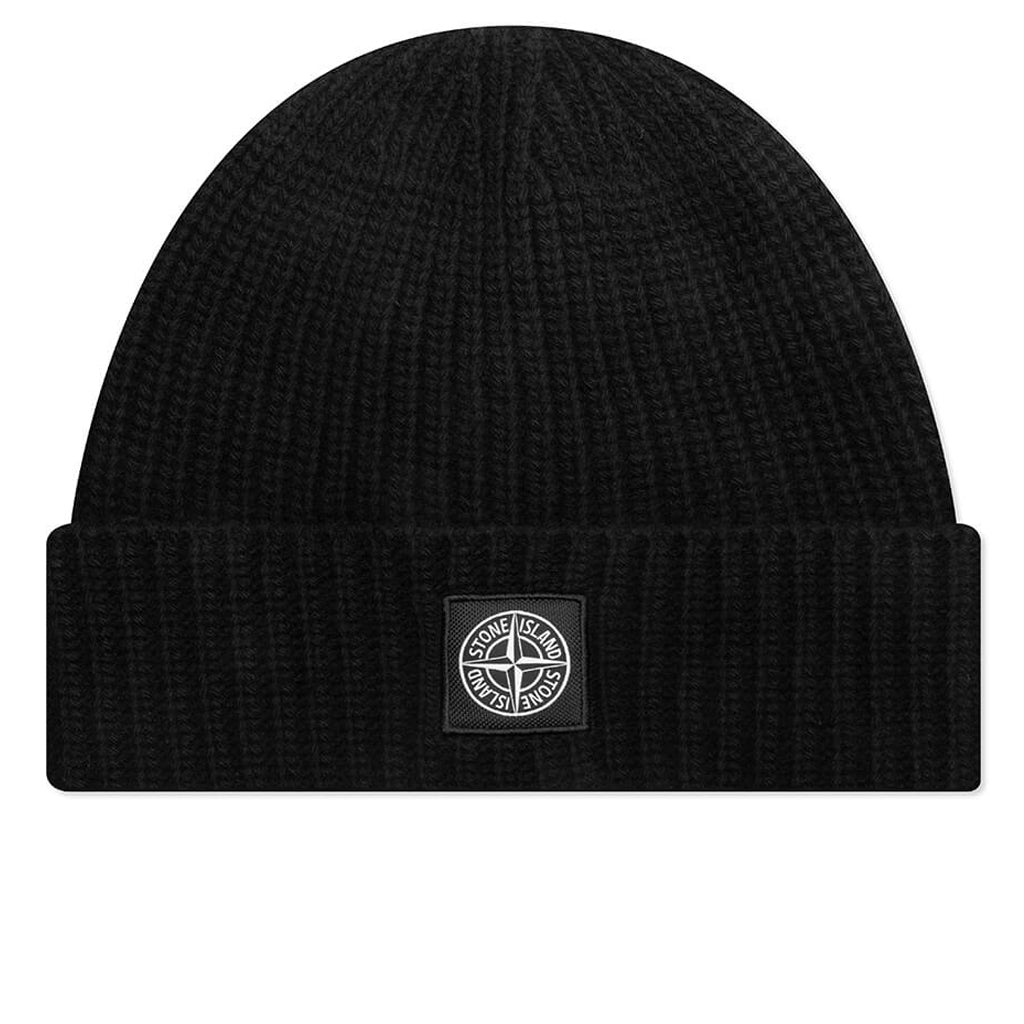 Ribbed Geelong Wool Beanie - Black