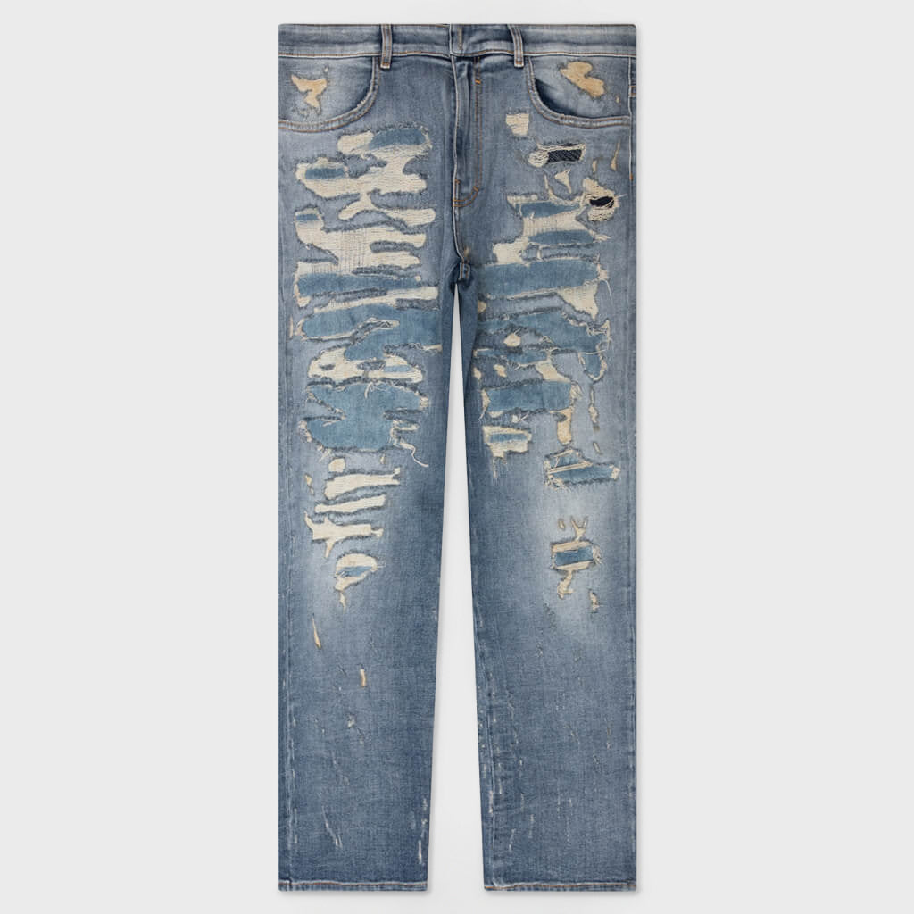 Straight Fit 5 Pocket Trousers - Light Blue