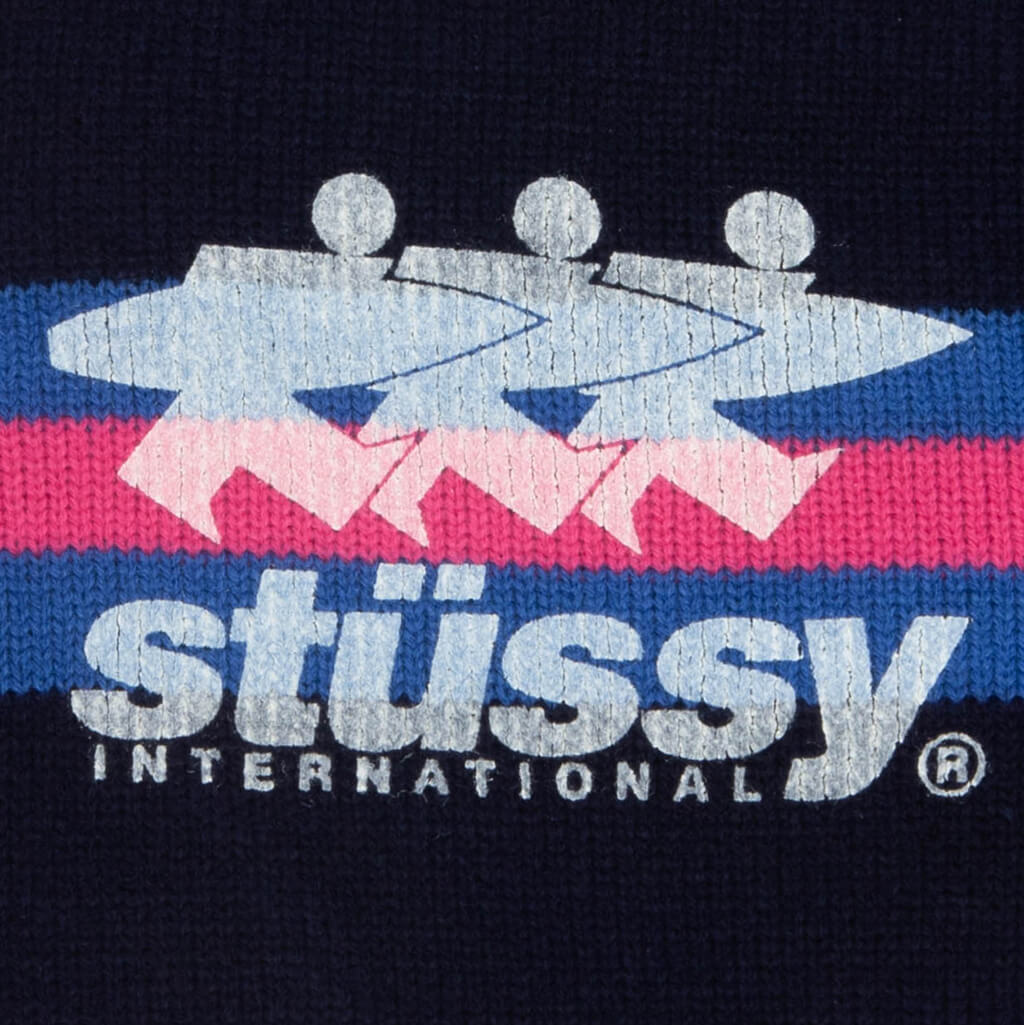Stripe Ski Beanie - Navy