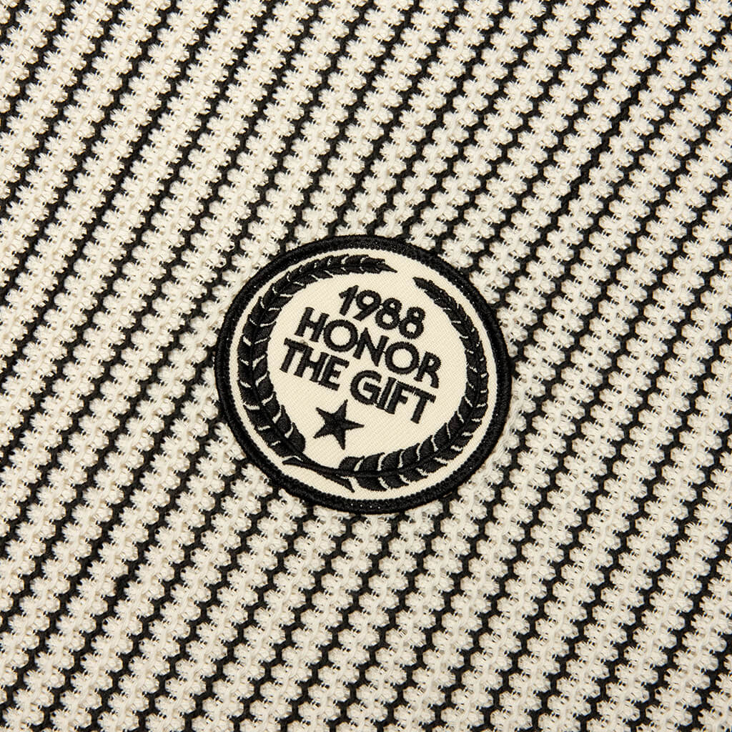 Striped Knit Polo - Bone