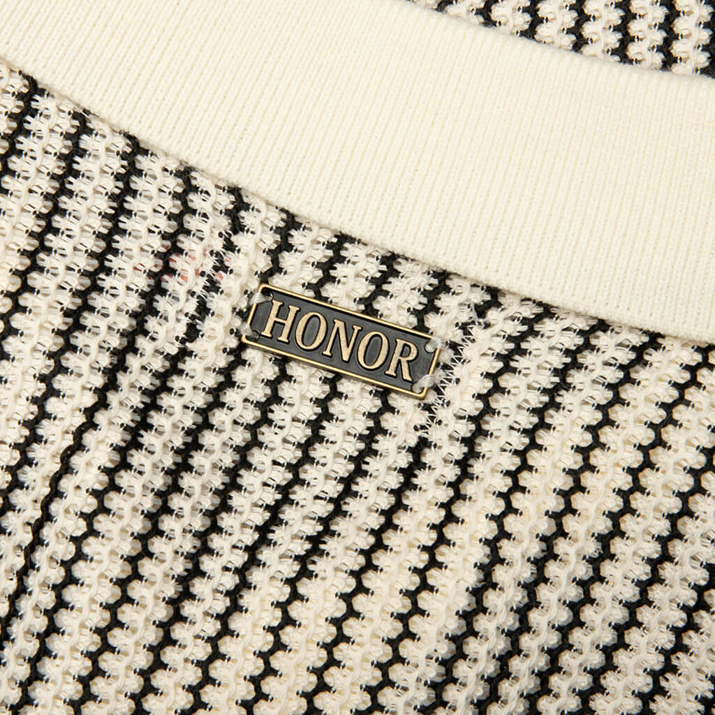 Striped Knit Polo - Bone