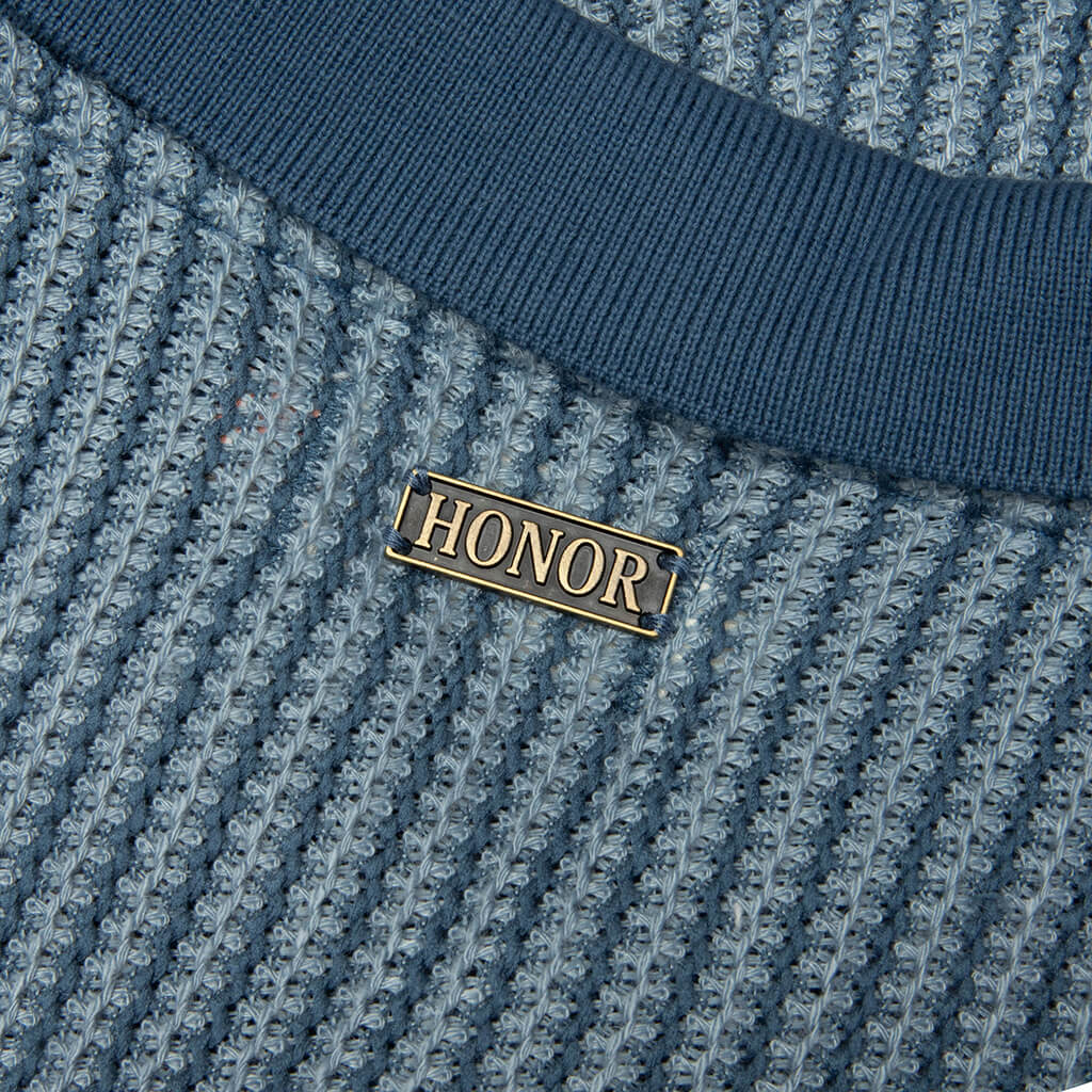 Striped Knit Polo - Indigo