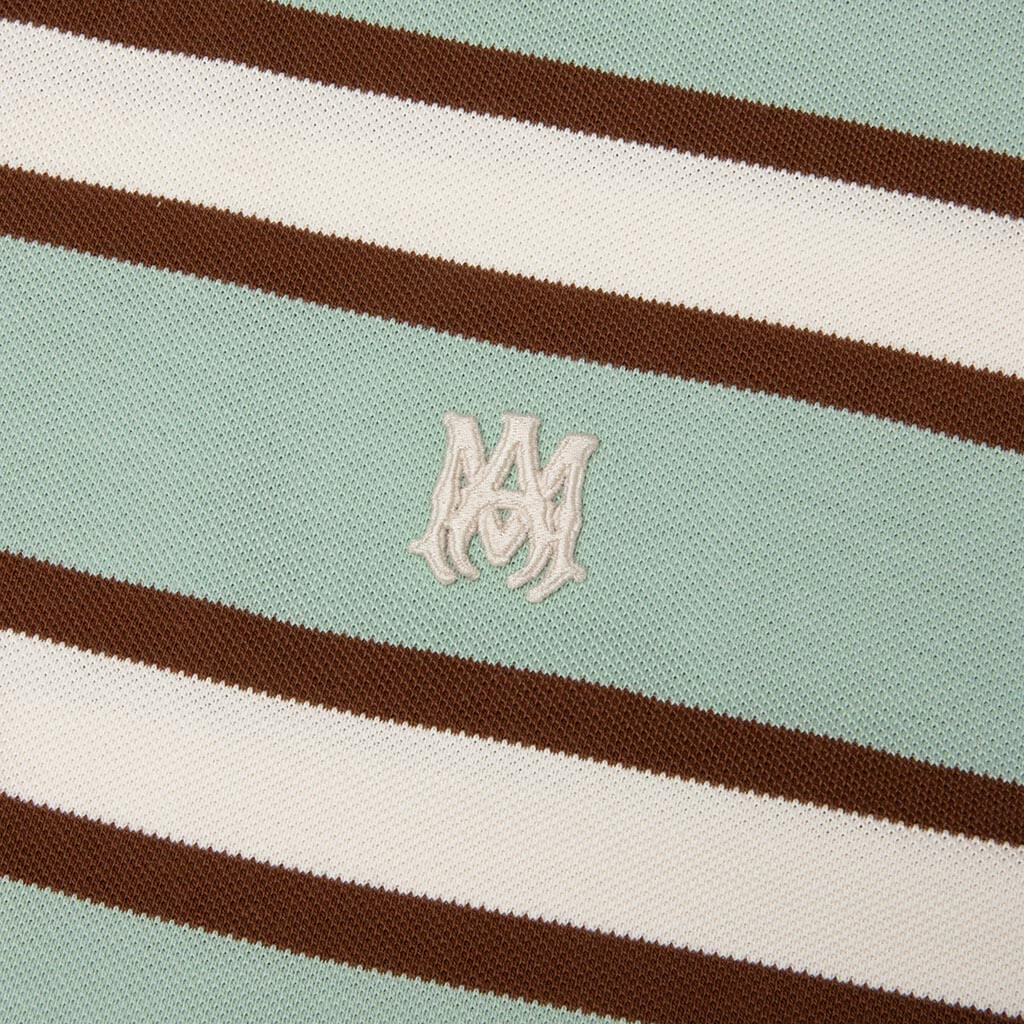 Striped OS Polo - Powder Teal