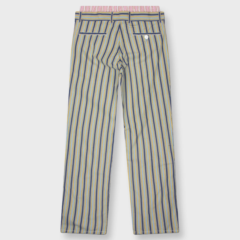 Striped Poplin Trousers - Baltic
