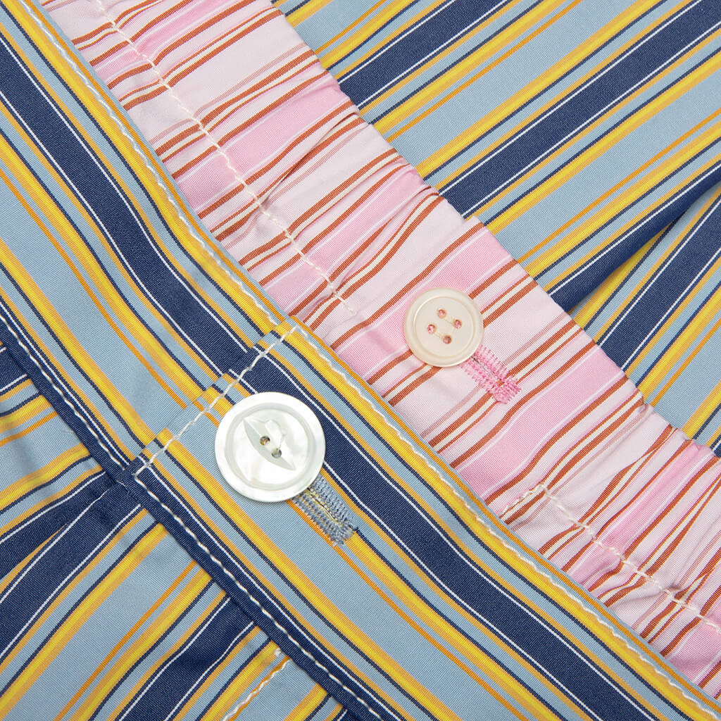 Striped Poplin Trousers - Baltic