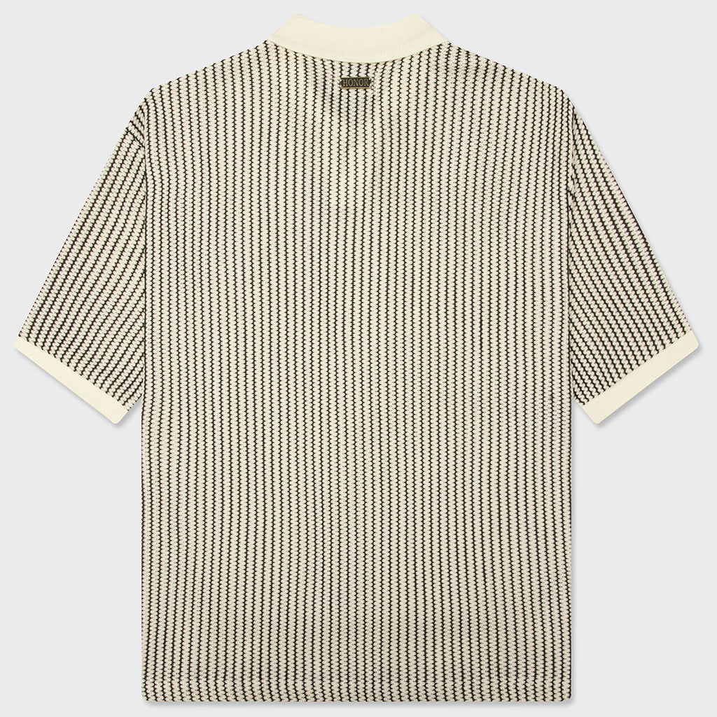 Striped Knit Polo - Bone