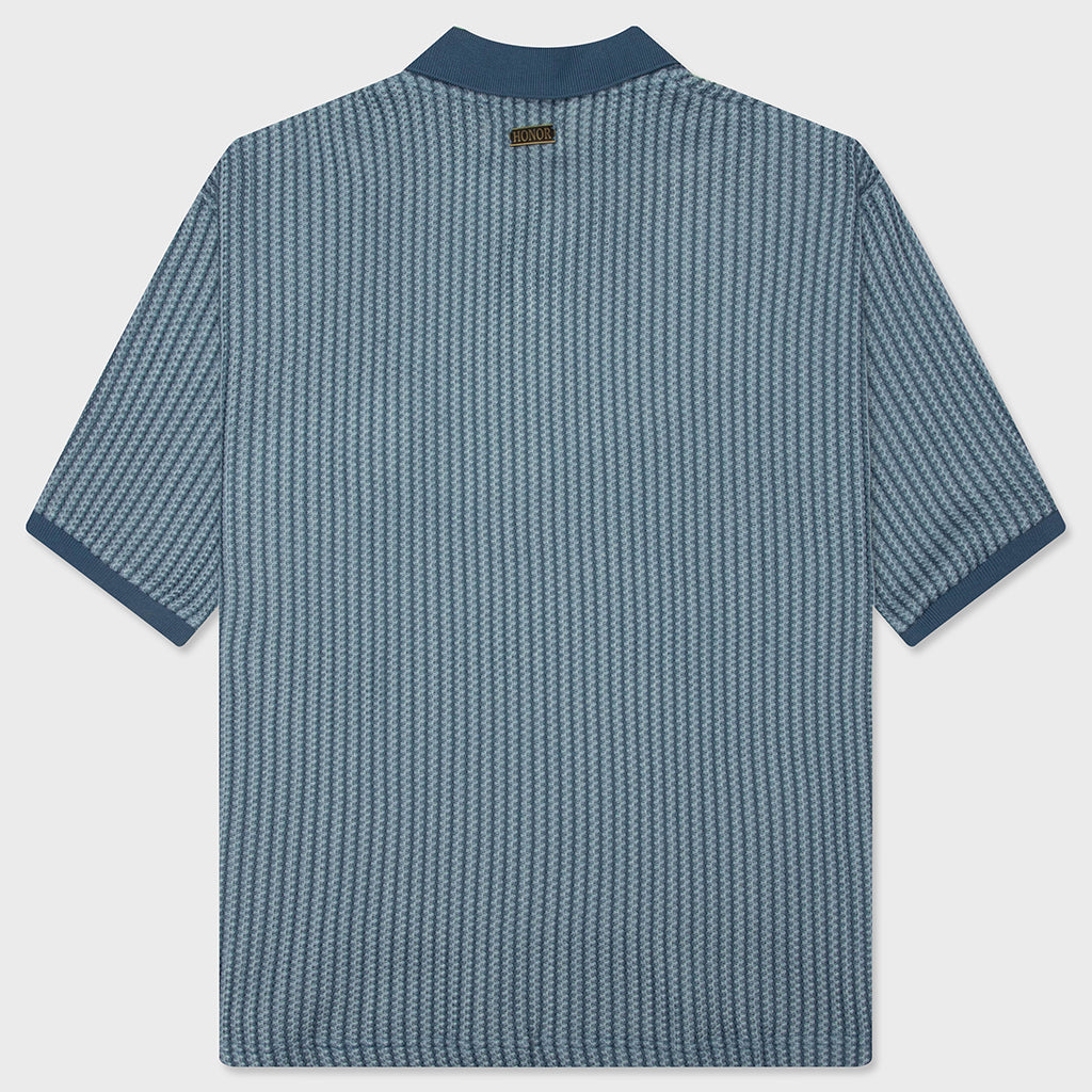 Striped Knit Polo - Indigo