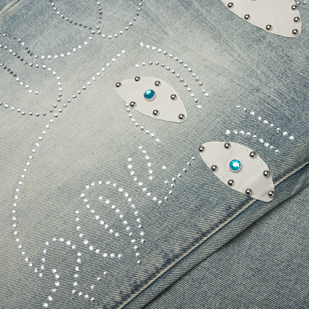 Studded Face Jeans - Blue