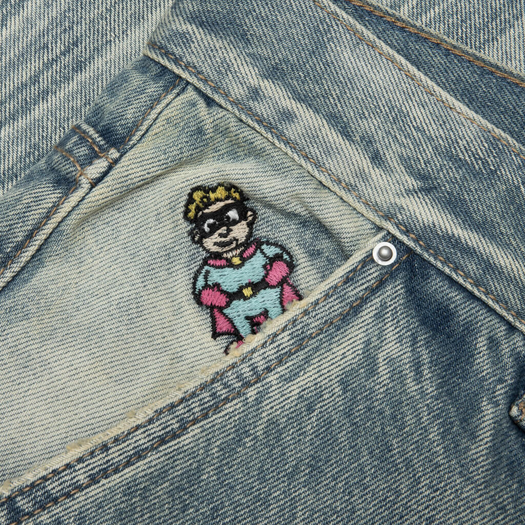 Studded Face Jeans - Blue