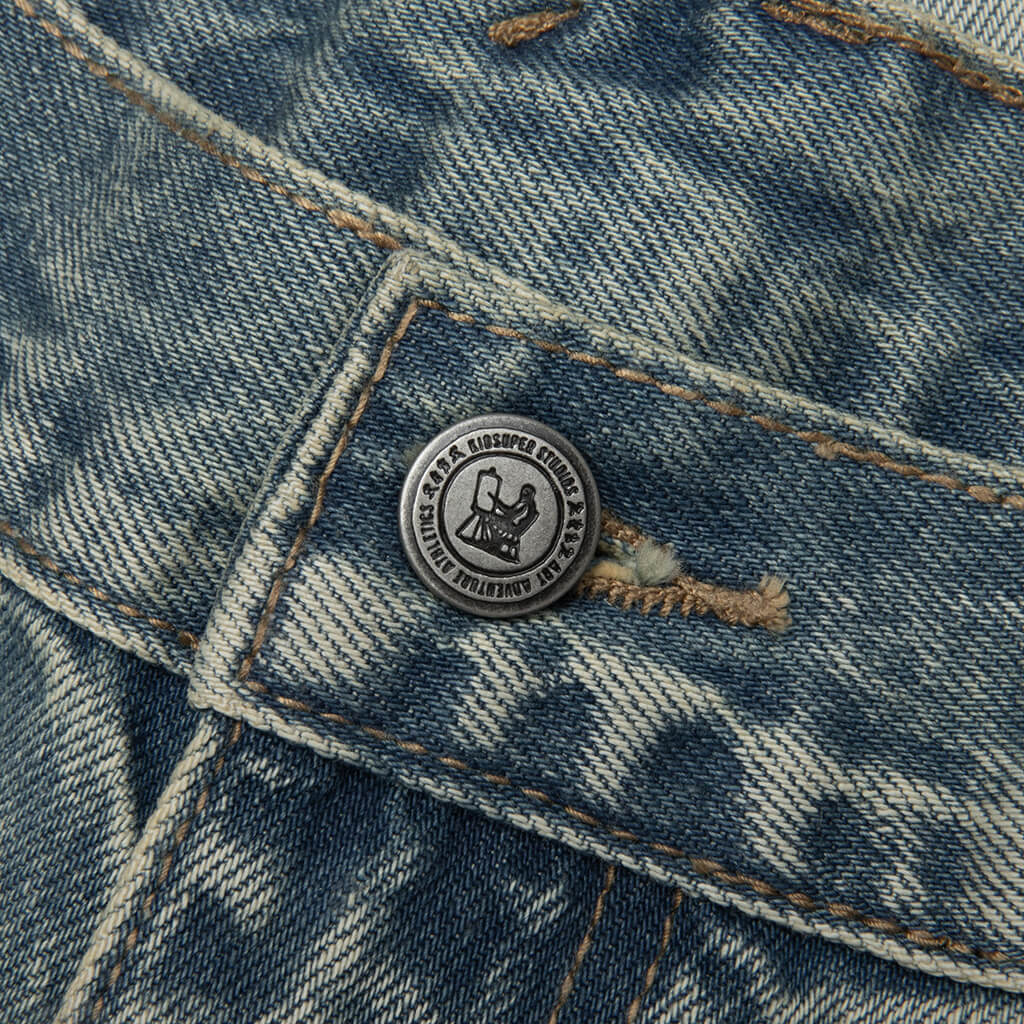 Studded Face Jeans - Blue