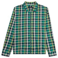 Classic Zip Up Plaid L/S Shirt - Green