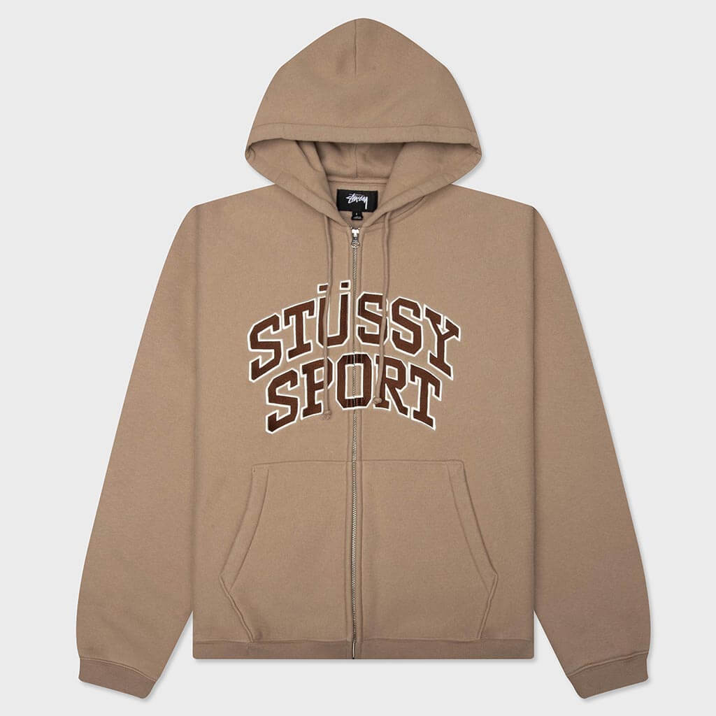 Stussy Sport Zip Hoodie - Tan