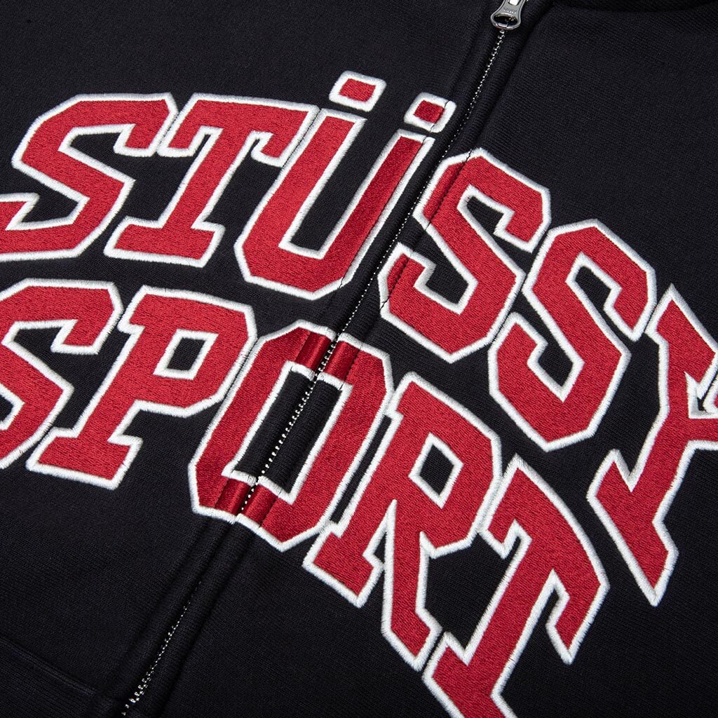 Stussy Sport Zip Hoodie - Washed Black