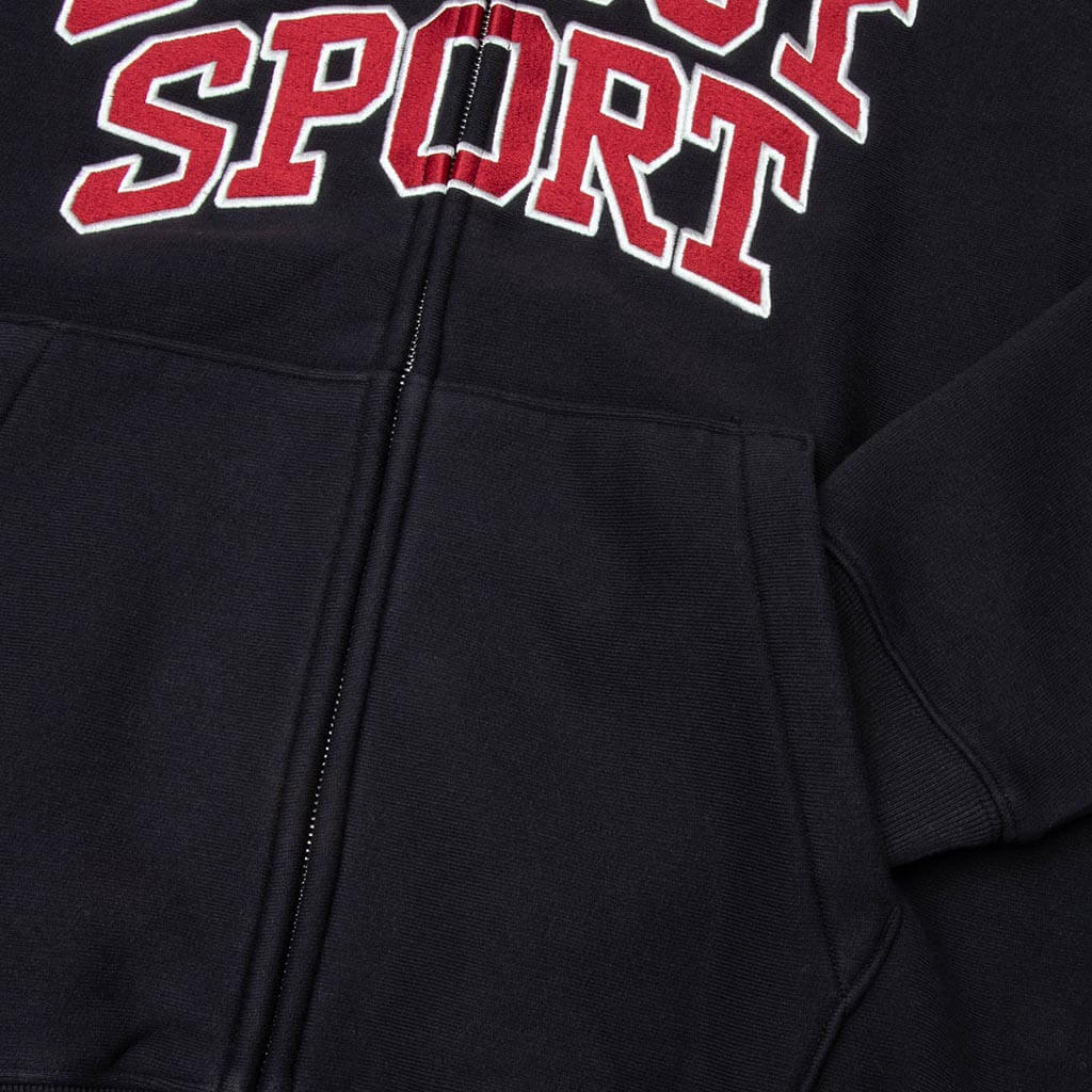 Stussy Sport Zip Hoodie - Washed Black