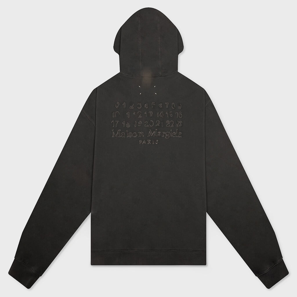 Reverse Applicated Stitch Logo Zipped Hoodie - Charcoal